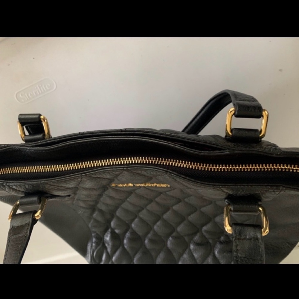 Vera Bradley Black Quilted Leather Tote with Gold Hardware - Picture 4 of 12
